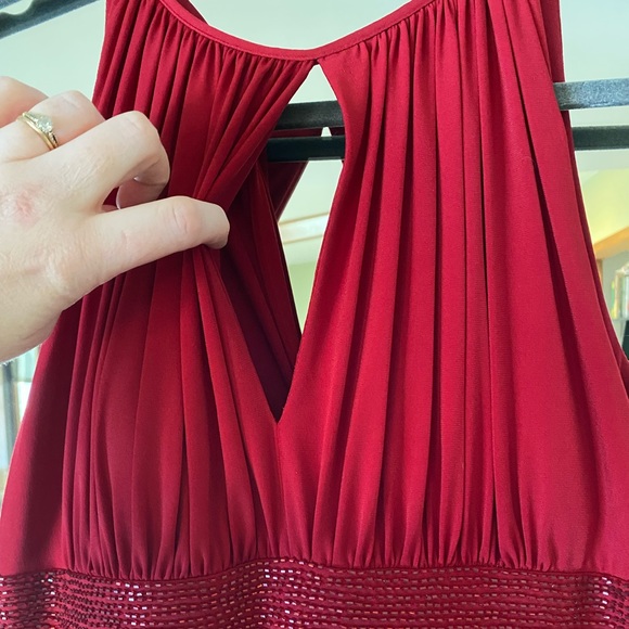 EUC Red dress with waist and lower hem embellishments - Picture 4 of 10